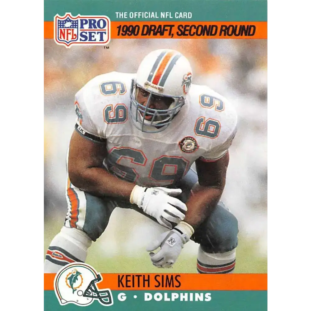1990 Pro Set #708 Keith Sims NM-MT RC Rookie Miami Dolphins Football Card - Football Card Single