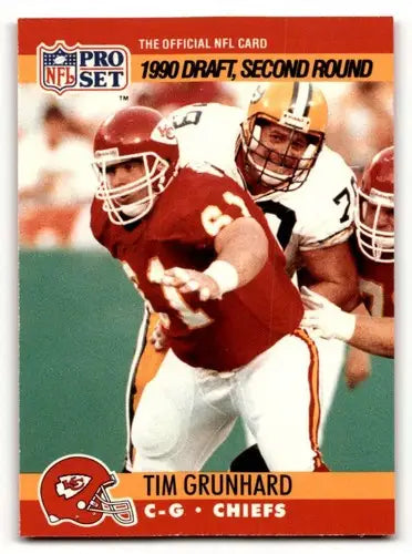Tim Grunhard Kansas City Chiefs football card from 1990 Pro Set #709