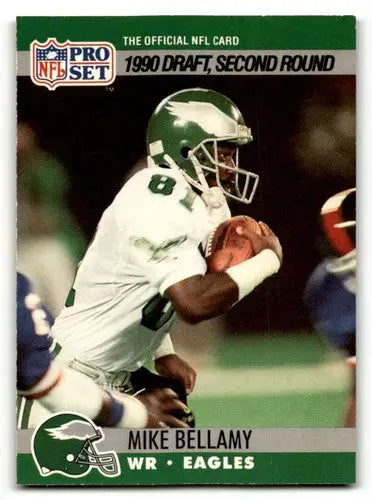 Original gloss Mike Bellamy Philadelphia Eagles football card from 1990 Pro Set