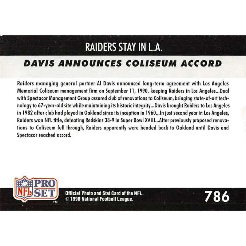 1990 Pro Set #786 Al Davis NM-MT Los Angeles Raiders Football Card - Football Card Single