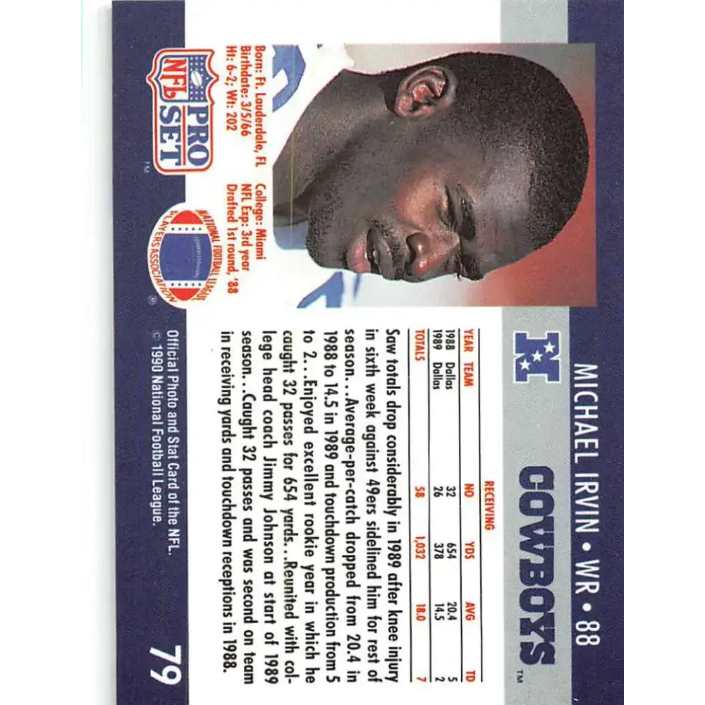1990 Pro Set #79 Michael Irvin NM-MT Dallas Cowboys Football Card - Football Card Single