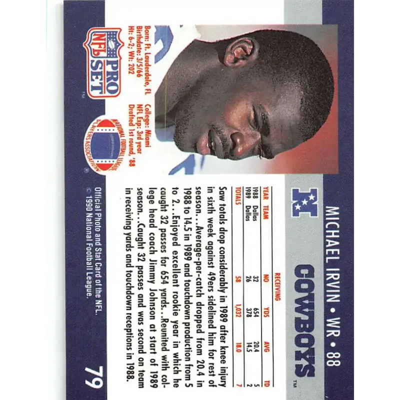 1990 Pro Set #79 Michael Irvin NM-MT Dallas Cowboys Football Card - Football Card Single