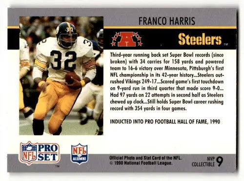 Original gloss Franco Harris Pittsburgh football card from 1990 Pro Set Pittsburgh Steelers