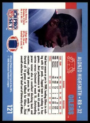 1990 Pro Set Alonzo Highsmith 121 Houston Oilers