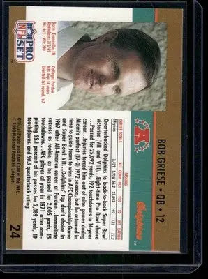 1990 Pro Set Bob Griese #24 Football - Football Card Single