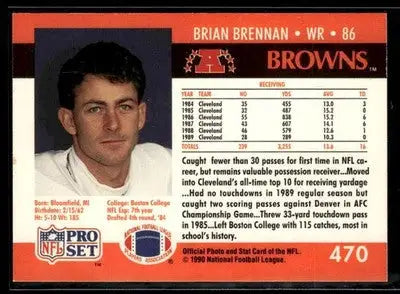 1990 Pro Set Brian Brennan #470 Cleveland Browns - Football Card Single