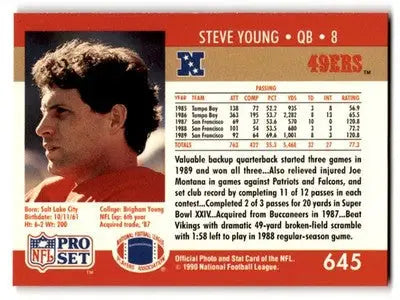 1990 Pro Set Football Steve Young #645 San Francisco 49ers - Football Card Single
