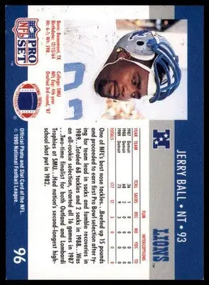 1990 Pro Set Jerry Ball 96 Detroit Lions