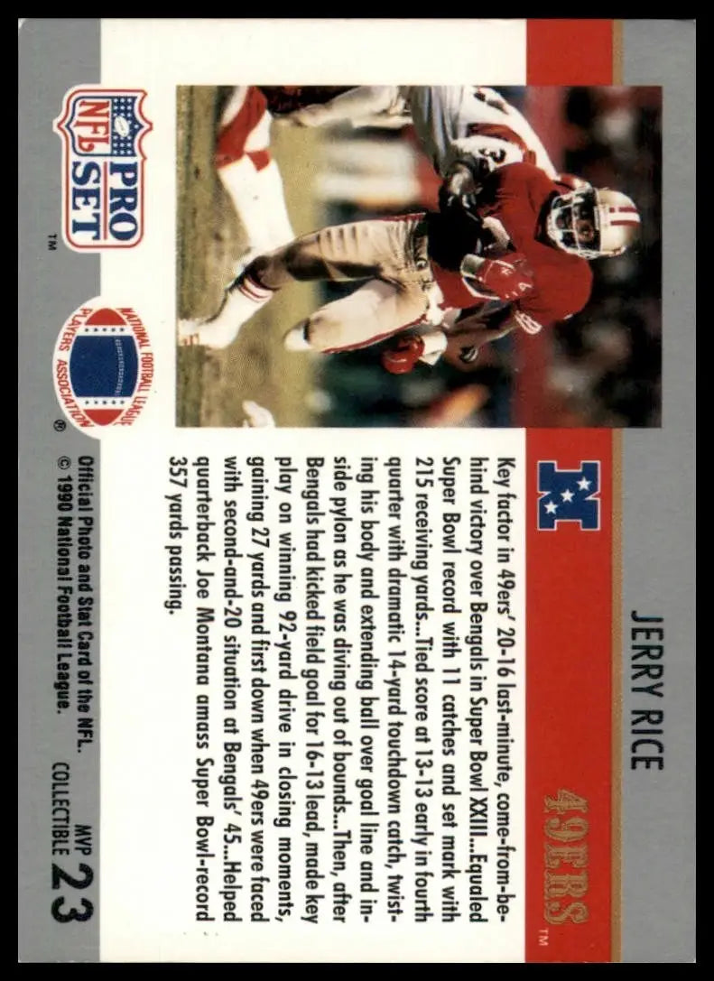 1990 Pro Set Jerry Rice Mvp #23 San Francisco 49ers Football Card NFL Sports