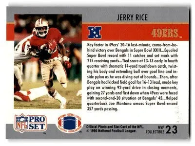 1990 Pro Set Jerry Rice Super Bowl MVP Collectibles #23 49ers - Football Card Single