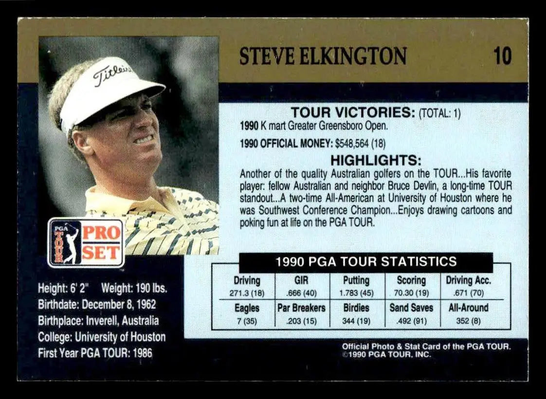 1990 Pro Set PGA Tour #10 Steve Elkington - Other