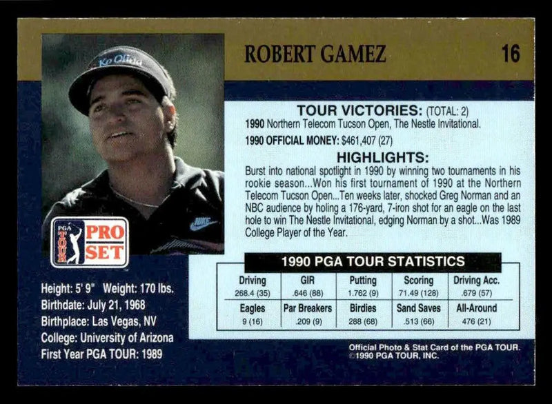1990 Pro Set PGA Tour #16 Robert Gamez - Other