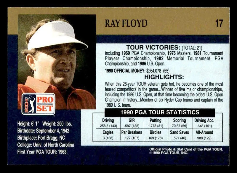 1990 Pro Set PGA Tour #17 Raymond Floyd - Other