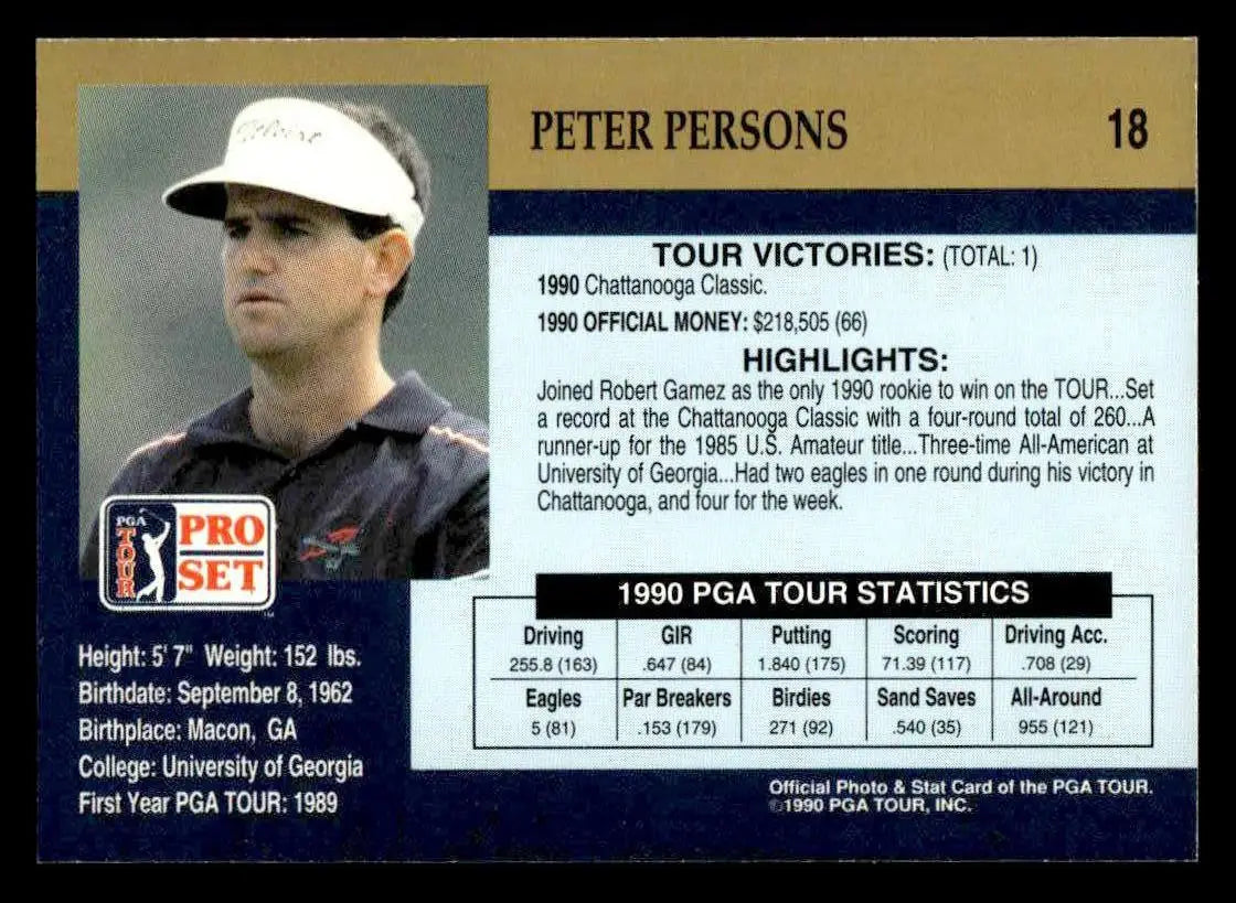1990 Pro Set PGA Tour #18 Peter Persons - Other