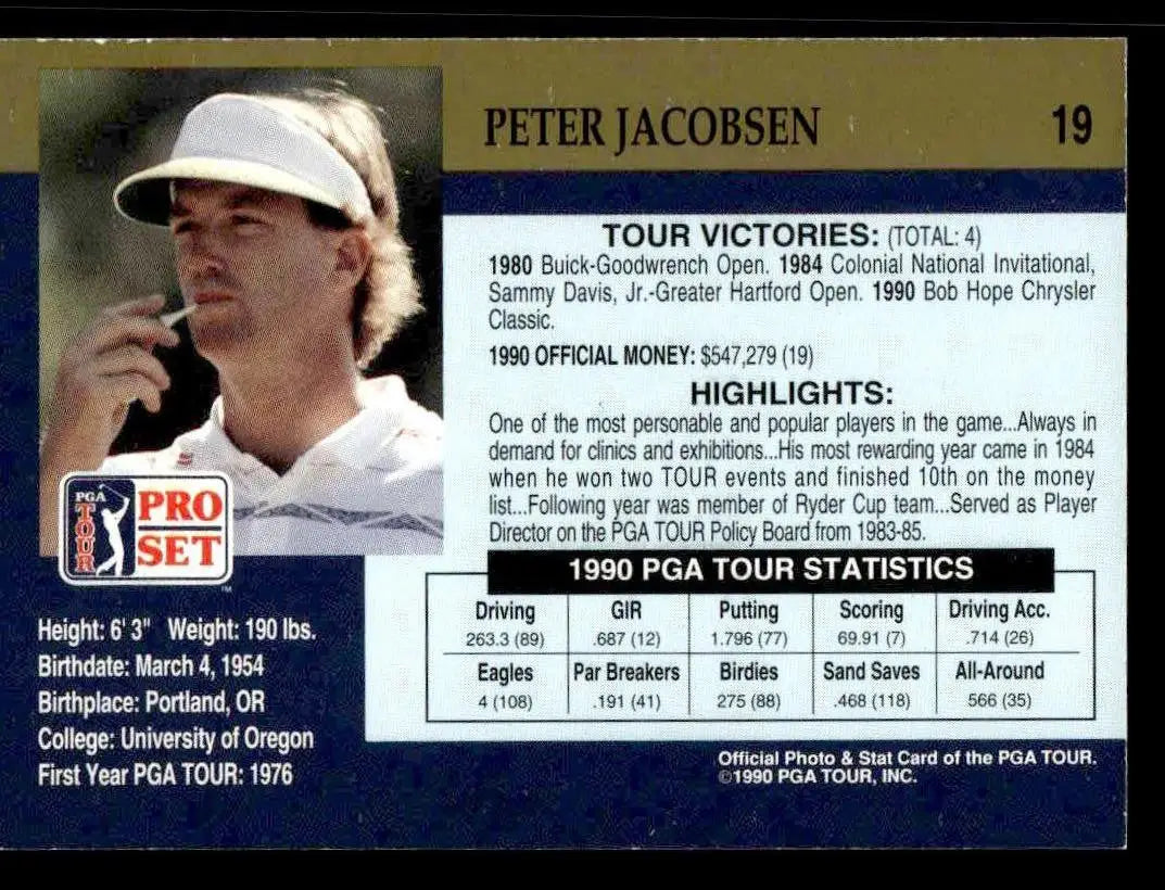 1990 Pro Set PGA Tour #19 Peter Jacobsen - Other