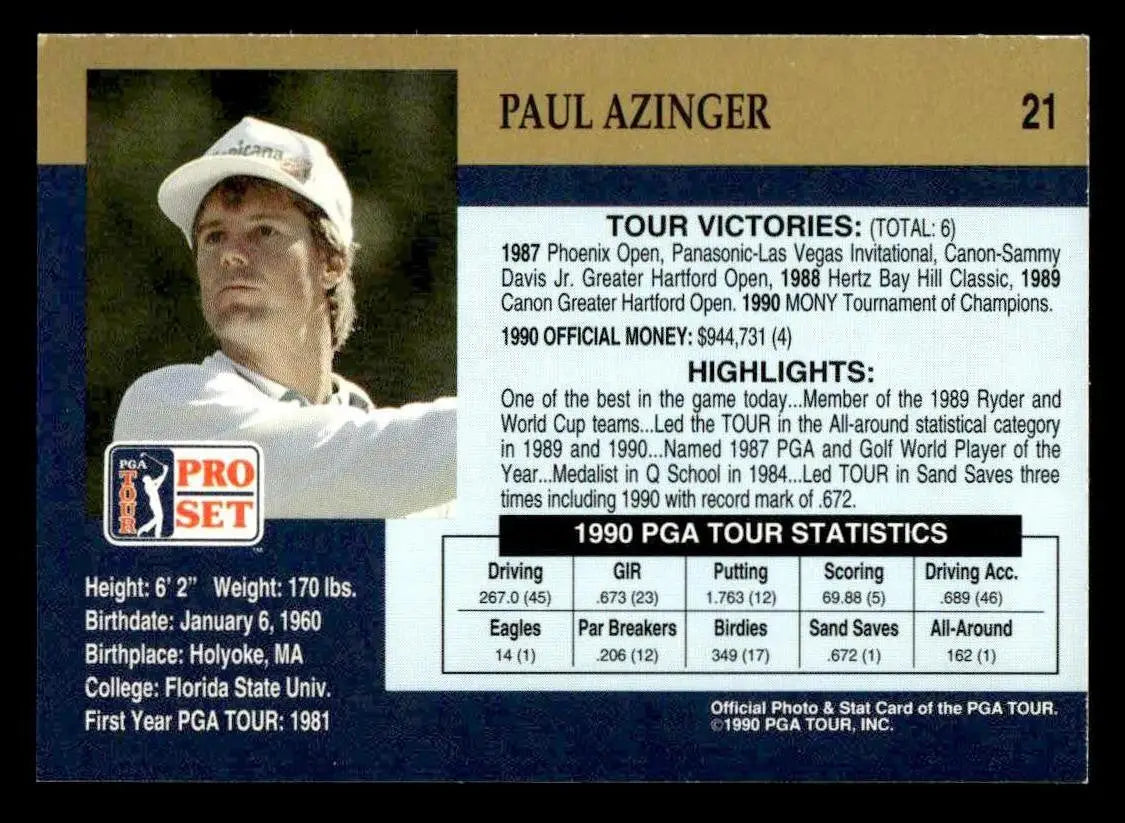 1990 Pro Set PGA Tour #21 Paul Azinger - Other