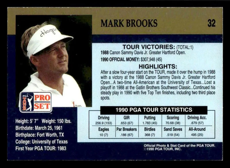 1990 Pro Set PGA Tour #32 Mark Brooks - Other