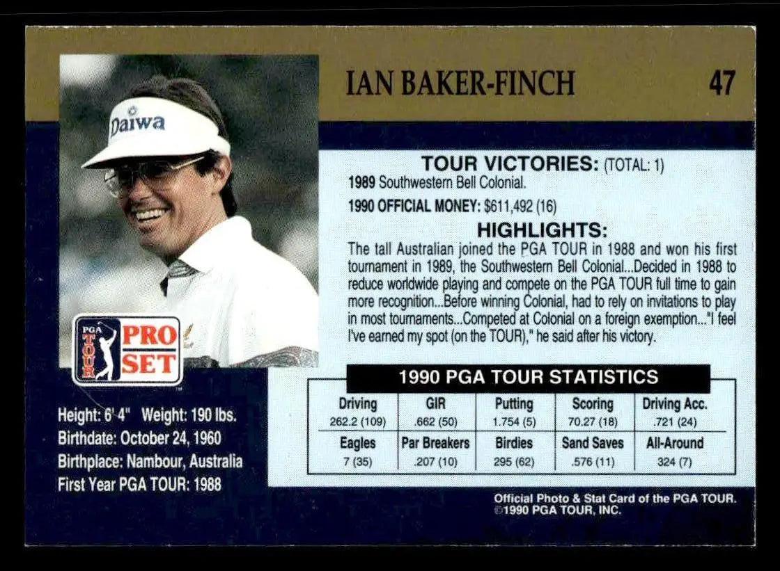1990 Pro Set PGA Tour #47 Ian Baker-Finch - Other