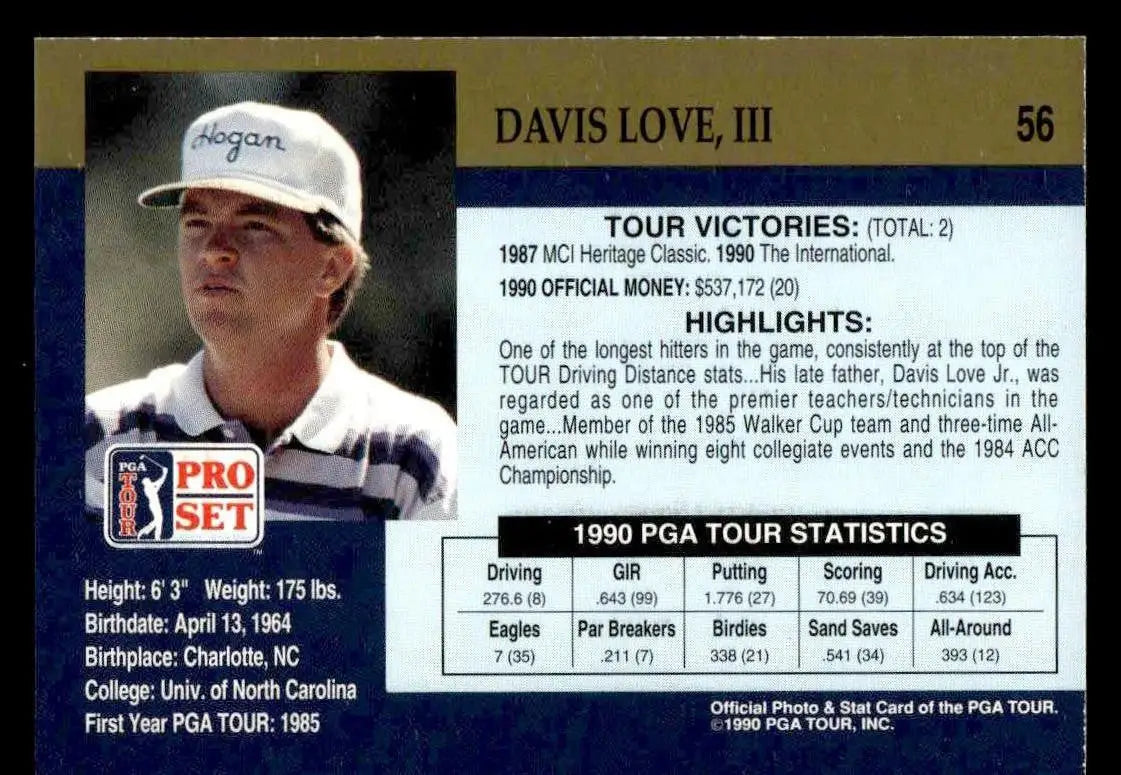 1990 Pro Set PGA Tour #56 Davis Love III - Other