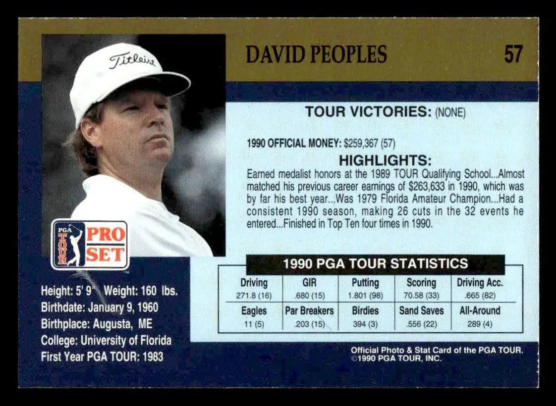 1990 Pro Set PGA Tour #57 David Peoples - Other