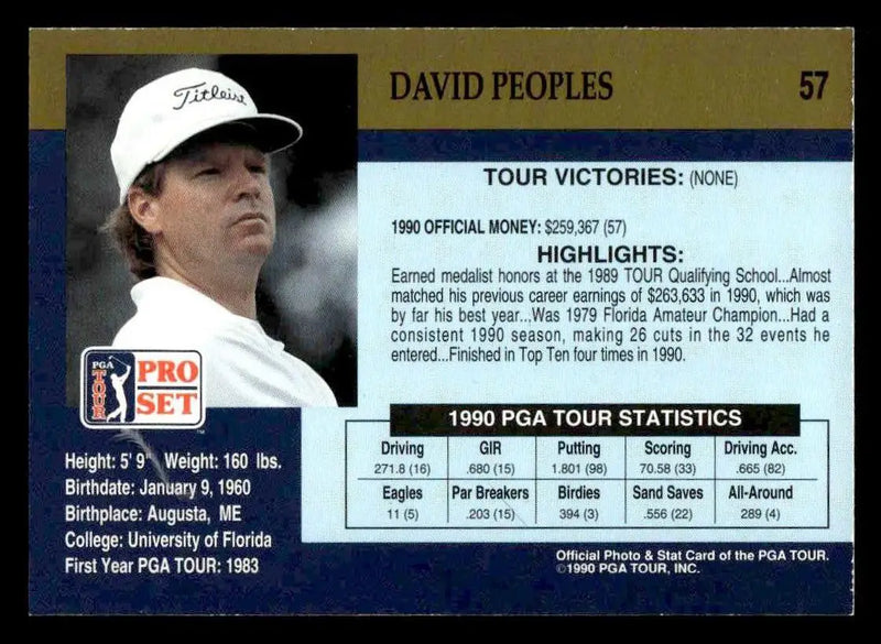 1990 Pro Set PGA Tour #57 David Peoples - Other