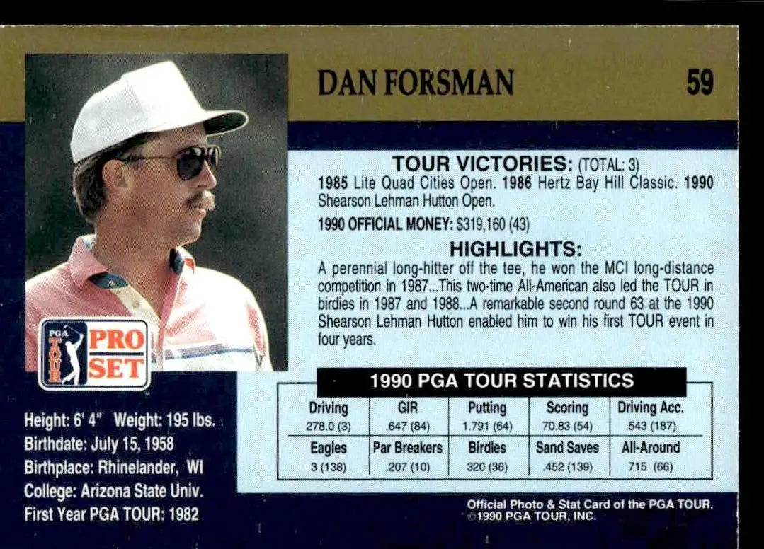 1990 Pro Set PGA Tour #59 Dan Forsman - Other