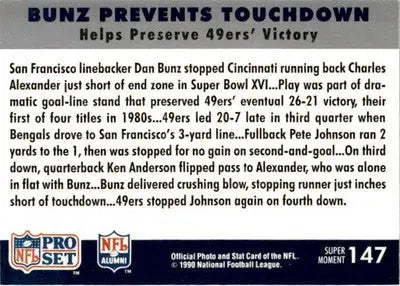 1990 Pro Set Super Bowl XXV Silver Anniversary Bunz Prevents Touchdown SBXVI - Football Card Single