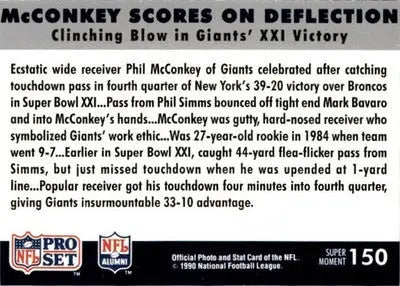 1990 Pro Set Super Bowl XXV Silver Anniversary McConkey Scores Deflection SBXXI - Football Card Single