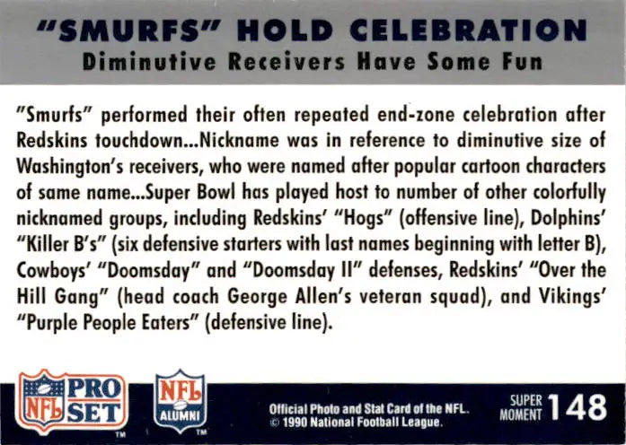 1990 Pro Set Super Bowl XXV Silver Anniversary ’Smurfs’ Hold Celebration SBXVII - Football Card Single