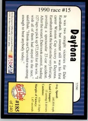 1990 Race #15 Daytona - 1991 Maxx - #185 - Racing - Racing Card Single