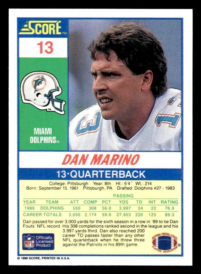 1990 Score 100 Hottest #4 Dan Marino - Football Card Single