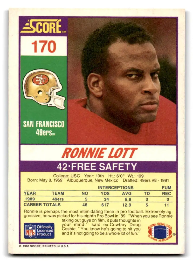 1990 Score 100 Hottest #40 Ronnie Lott - Football Card Single