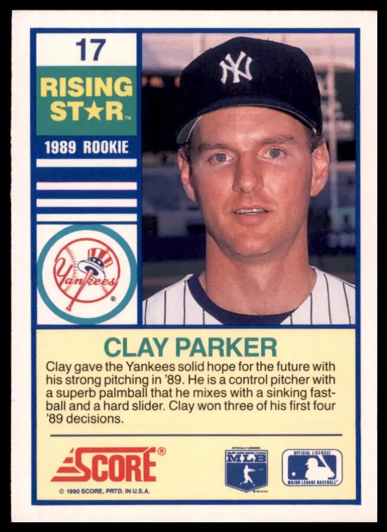 1990 Score 100 Rising Stars Clay Parker 17 New York Yankees NM - Baseball Card Single