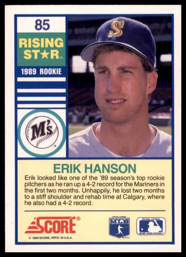1990 Score 100 Rising Stars Erik Hanson 85 Seattle Mariners NM - Baseball Card Single