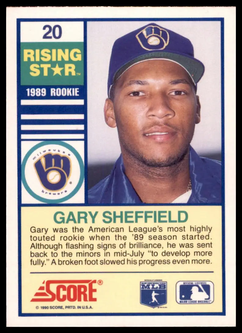 1990 Score 100 Rising Stars Gary Sheffield 20 Milwaukee Brewers NM - Baseball Card Single