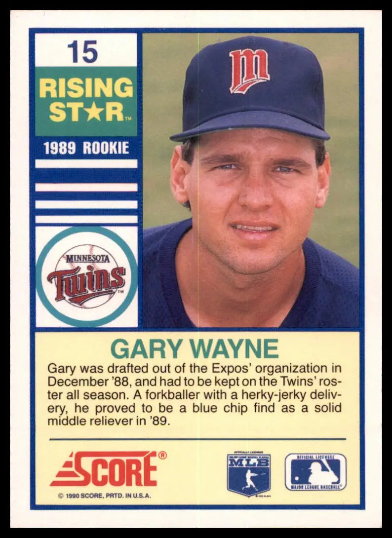 1990 Score 100 Rising Stars Gary Wayne 15 Minnesota Twins NM - Baseball Card Single