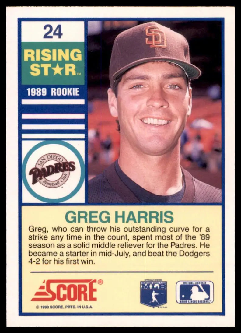 1990 Score 100 Rising Stars Greg Harris 24 San Diego Padres NM - Baseball Card Single