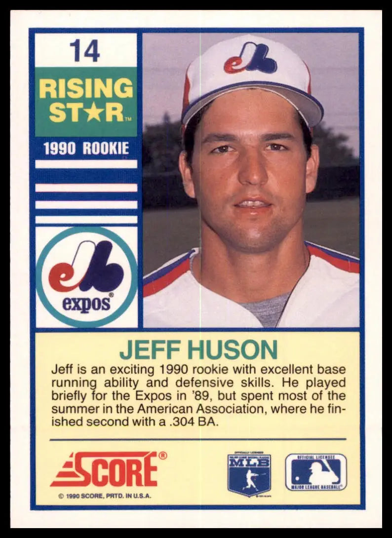 1990 Score 100 Rising Stars Jeff Huson 14 Montreal Expos NM - Baseball Card Single
