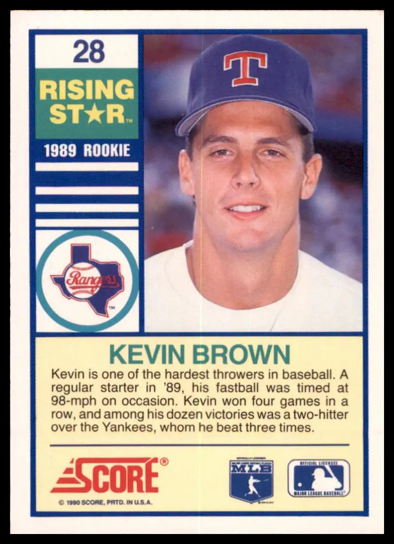 1990 Score 100 Rising Stars Kevin Brown 28 Texas Rangers NM - Baseball Card Single
