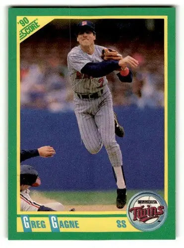 Original gloss Greg Gagne Minnesota Twins baseball card from 1990 Score #102
