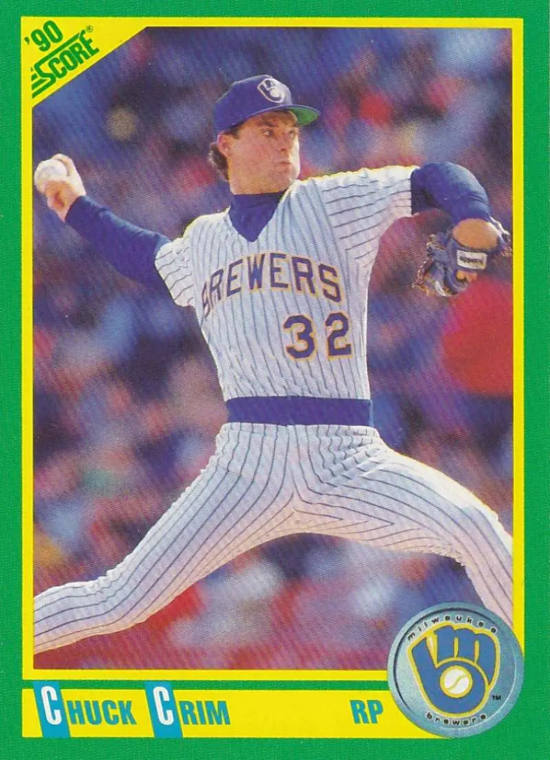 1990 Score #108 Chuck Crim EX Excellent Milwaukee Brewers Baseball Card - Baseball Card Single