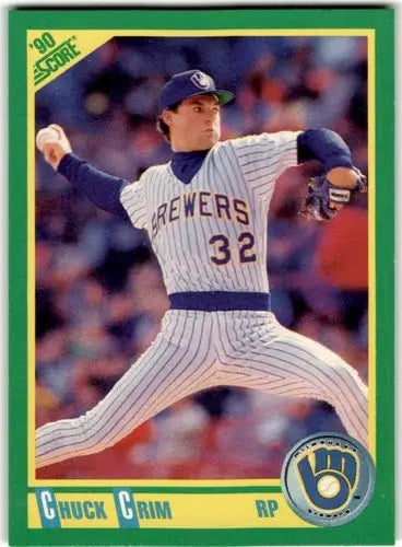 Original gloss Chuck Crim baseball card from 1990 Score #108 featuring Simply Sandoval