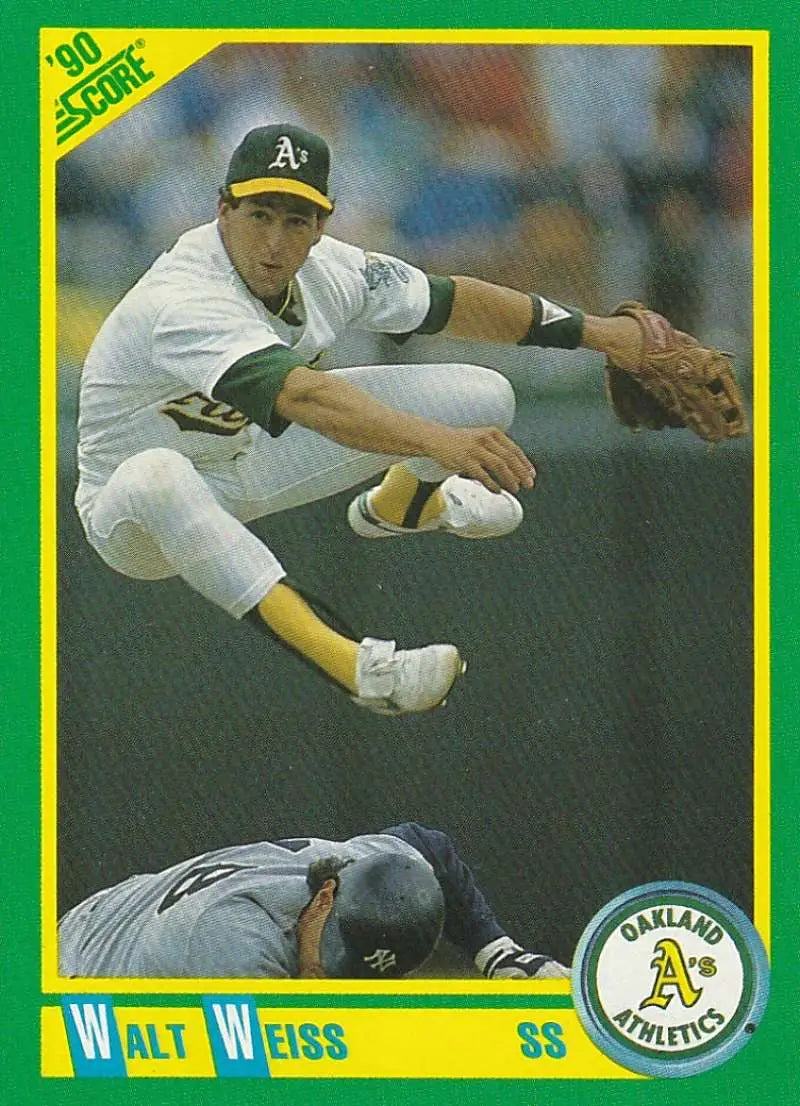1990 Score #110 Walt Weiss EX Excellent Oakland Athletics Baseball Card - Baseball Card Single