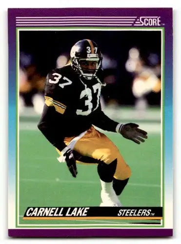 Original gloss Carnell Lake football card featuring Carnell Lake Pittsburgh Steelers play