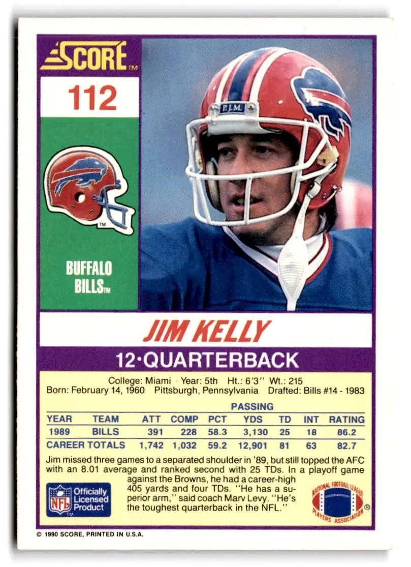 1990 Score #112 Jim Kelly - Football Card Single