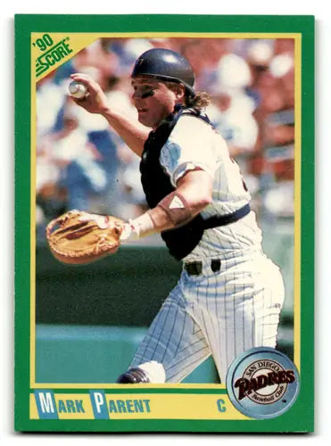 Original gloss of Mark Parent baseball card from 1990 Score Padres collection
