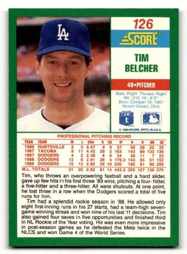 1990 Score #126 Tim Belcher ID:46898 - Baseball Card Single