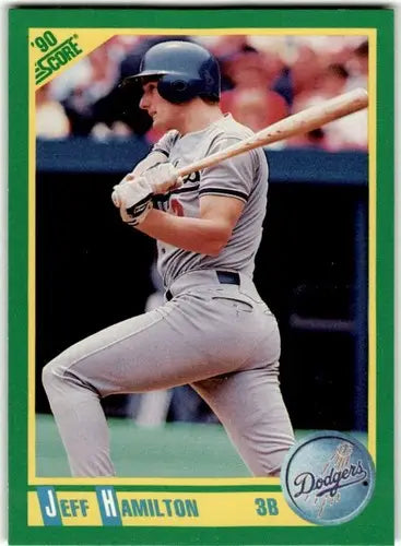Original gloss Jeff Hamilton baseball card from 1990 Score series featuring ID 46742