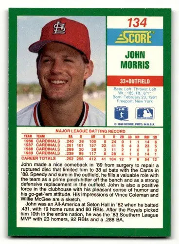 1990 Score John Morris baseball card with original gloss from Simply Sandoval
