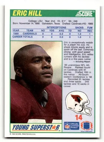 Eric Hill Phoenix football card from 1990 Score Phoenix Cardinals football collection